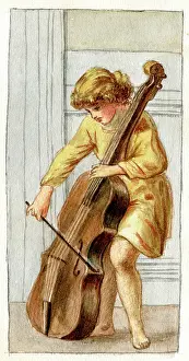 Cello: Artwork by Florence Auerbach, boy playing cello