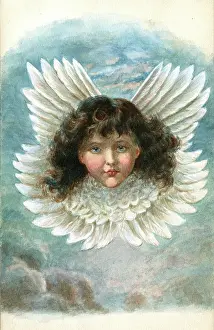 Patricia Aubrey: Artwork by Florence Auerbach, cherub head with wings