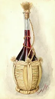 Patricia Aubrey: Artwork by Florence Auerbach, flask of red wine