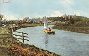 Arun: Arundel - River Arun and barge