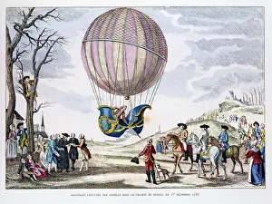 Histoire: Ascent made by J.A. Charles (1745-1822) in a hydrogen