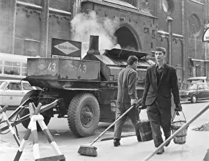 Asphalt: Asphalt paver around 1965