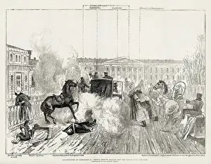 Assassinated: Assassination of Alexander II: sketch showing attack