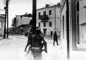 Navahrudak: Assault detachment of the Wehrmacht in combat on the Eastern