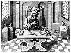 Rather: Assayer testing samples of gold and silver. From