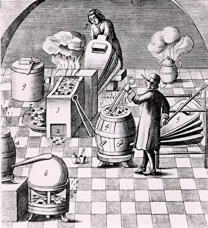 Prepared: Assaying copper in 1574. Copperplate engraving
