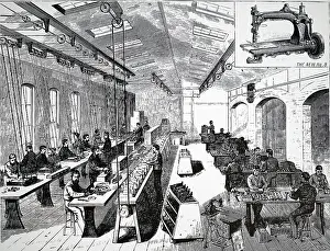 Connecticut: Assembly room at Wheeler & Wilson's sewing machine