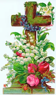 Rosebud: Assorted flowers on a cross-shaped greetings card