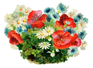 Cornflower: Assorted flowers on a Victorian scrap