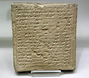 Cuneiform: Assyrian commemorative tablet about the construction of a pr