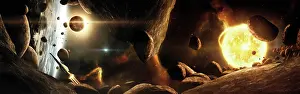 Boulder: An asteroid field next to an Earth-like planet in a ?