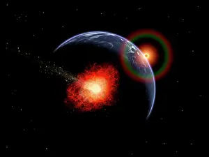 Hitting: An asteroid hitting the Earth during prehistoric times