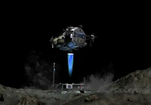 Module: Asteroid Lander departs surface of a large asteroid