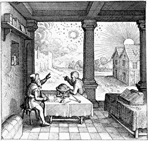 Prediction: Astrologers preparing a horoscope. From title