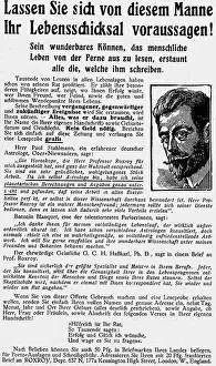 Munchner: astrology, fortune telling, advert of astrologer