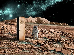 Moonscape: Astronaut on an alien world discovers an artifact that ?