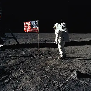 Footprints: Astronaut Buzz Aldrin walking on the Moon