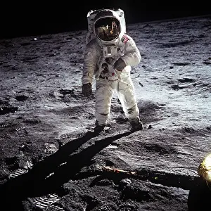 Aldrin: Astronaut Buzz Aldrin walking on the Moon