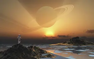 Orbit: An astronaut exploring an alien moon that orbits