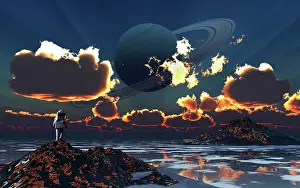 Orbit: An astronaut exploring an alien moon that orbits