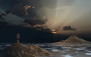 Orbit: An astronaut exploring an alien moon that orbits