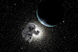 Constellation: Astronaut floating in deep space with an Earth-like planet ?