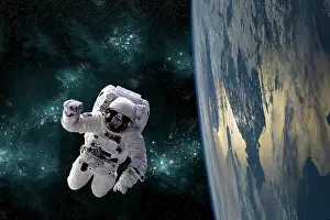 Luminous: An astronaut floating above Earth