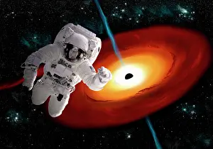 Intense: An astronaut floating in outer space as he is pulled ?