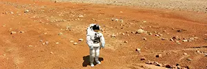 Unrecognizable: Astronaut looking up at an alien sun that illuminates the ?