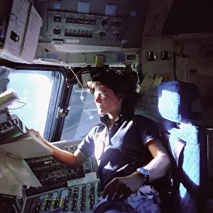 Monitors: Astronaut Sally Ride monitors control panels ?