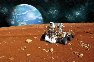 Unrecognizable: astronauts explore a barren moon on a rover
