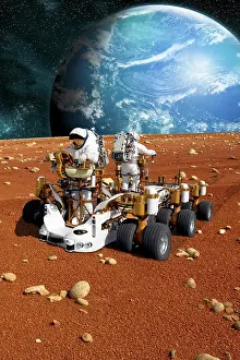 Unrecognizable: astronauts explore a barren moon on a rover