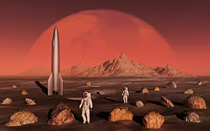 Planetary: Astronauts exploring the moon of planet Mars