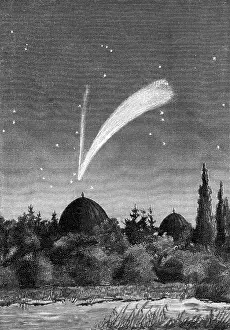Donati: astronomy, comets, Comet Donati, 2.10.1858, wood