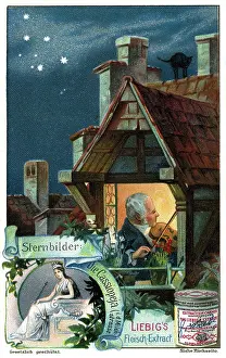 Liebigs: astronomy, constellations, man playing violin
