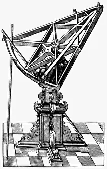 Sextant: astronomy, instruments, sextant, copper engraving
