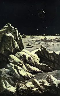 Kranz: astronomy, moon, landscape, at high risen sun
