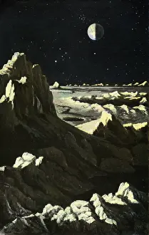 Kranz: astronomy, moon, landscape, at sunrise, after