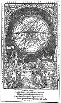 Geocentric: astronomy, type, geocentric type, copper engraving