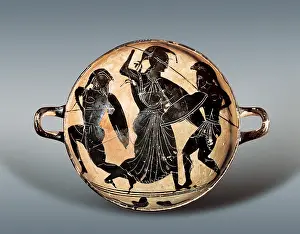 Kylix: Athena fighting between Hector and Achilles