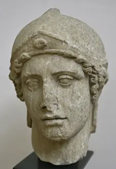 Minerva: Athena. Head of a marble statue. 2nd century AD