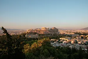 Parthenon: Athens. Panoramic view of the Acropolis. Sunset