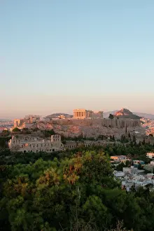 Parthenon: Athens. Panoramic view of the Acropolis. Sunset