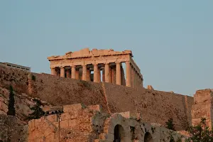 Parthenon: Athens. View of the Acropolis. Parthenon. Sunset