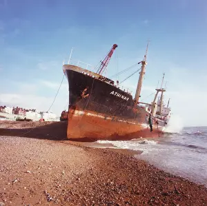 Aground: Athina-B aground on Brighton Beach