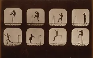 Hurdle: Athletes. Walking high leap