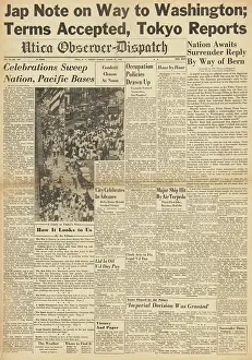 Superfortress: Atica Observer Dispatch front page Delay in Japan surrender