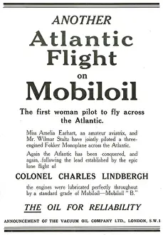 Stultz: Another Atlantic Flight On Mobiloil. Earhart - Stultz