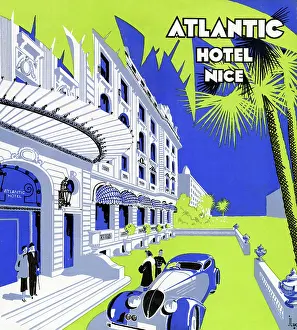 Jul23: Atlantic Hotel, Nice - art deco leaflet cover