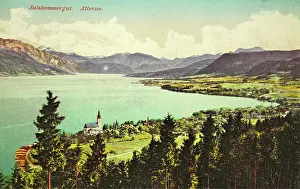 Attersee: Attersee at the Attersee. View from the forest to the